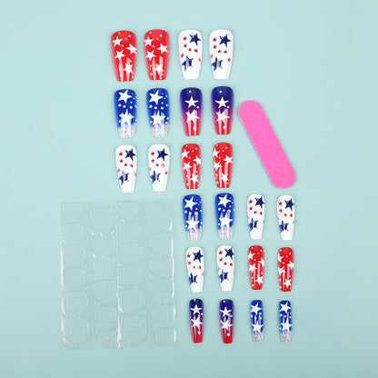 Artificial nails set with patriotic star designs Acalora