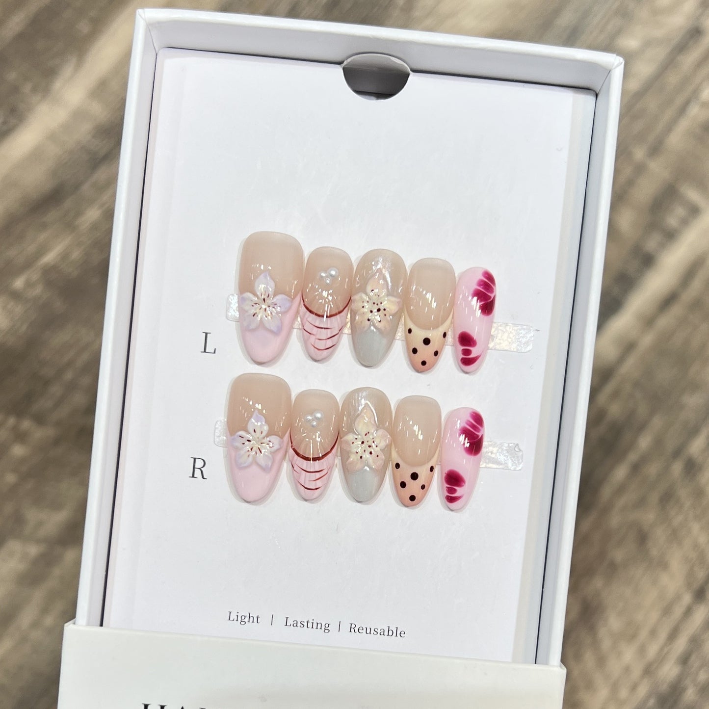 Floral and Polka Dot Press-On Nail Set Acalora