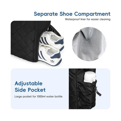 Quilted Sports Tote Bag with Shoe Compartment Acalora