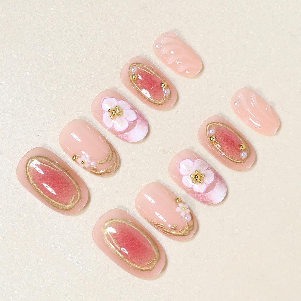 Floral Embellished Press-On Nail Art Set Acalora