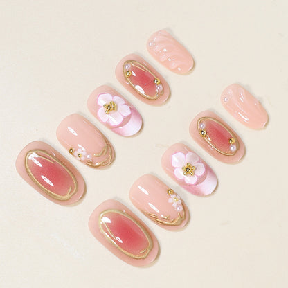 Floral Embellished Press-On Nail Art Set Acalora