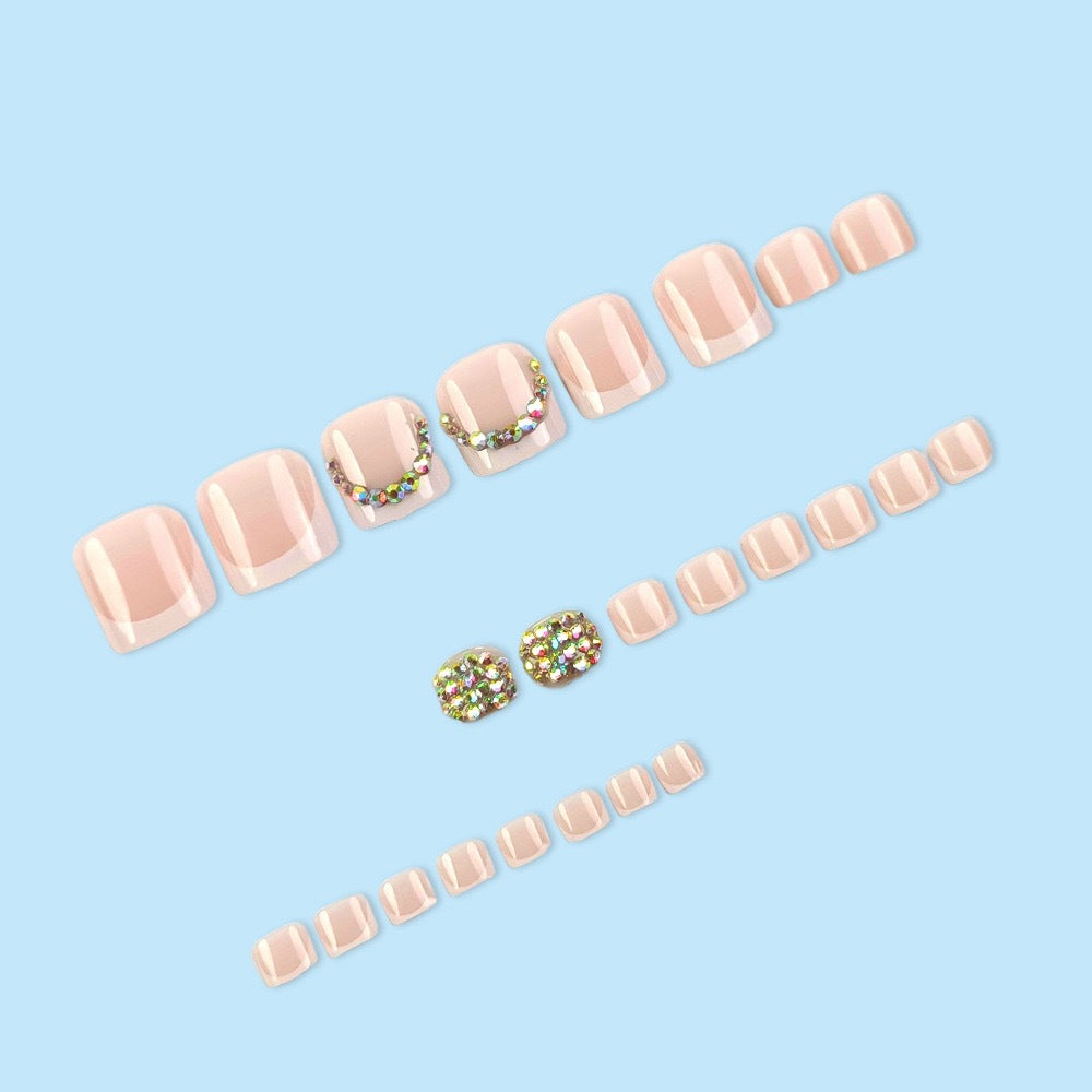 Premium Decorative Rhinestone Press-On Toenails Acalora
