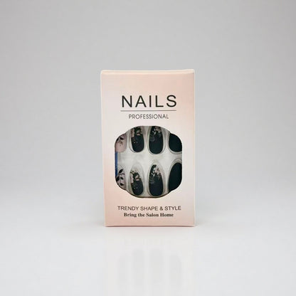 Professional Press-On Nail Set with Elegant Floral Design Acalora