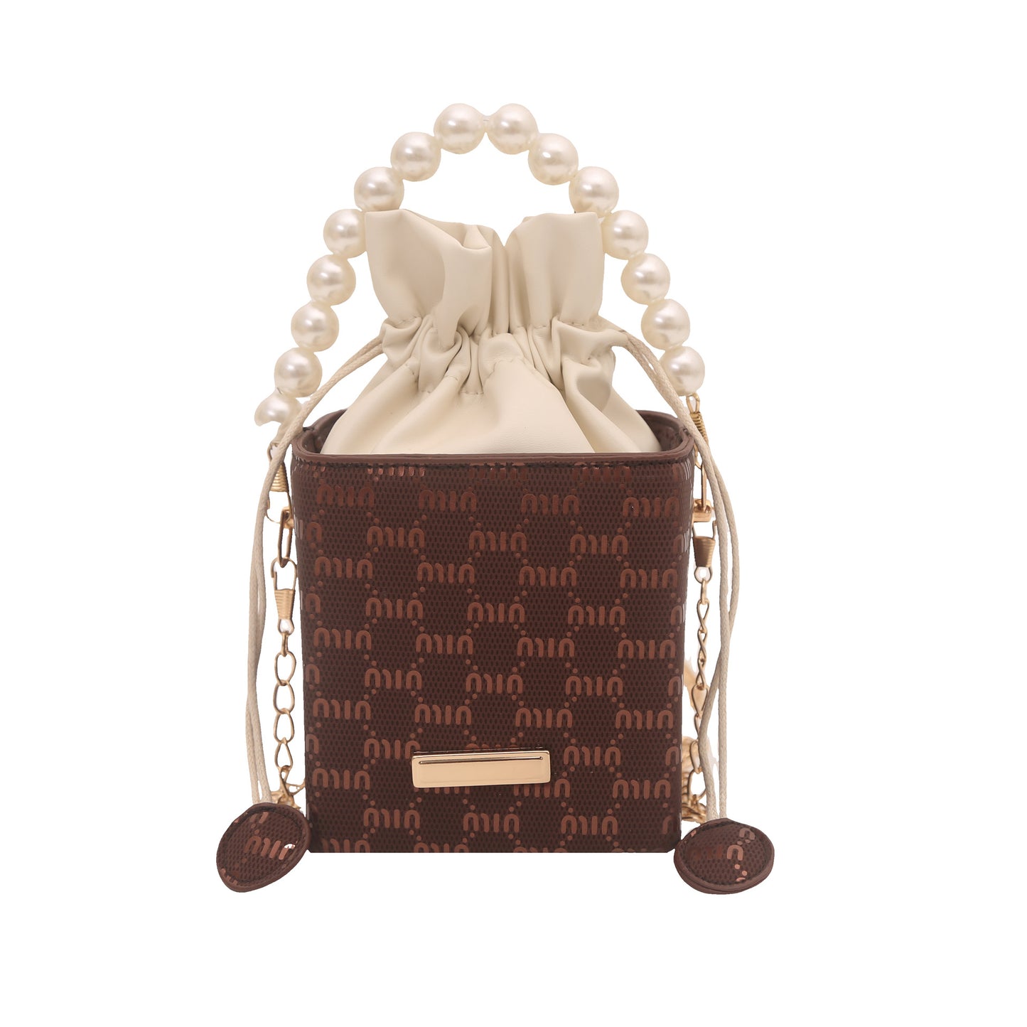 Elegant Pearl-Handled Mini Bucket Bag Acalora