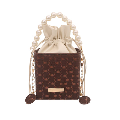Elegant Pearl-Handled Mini Bucket Bag Acalora
