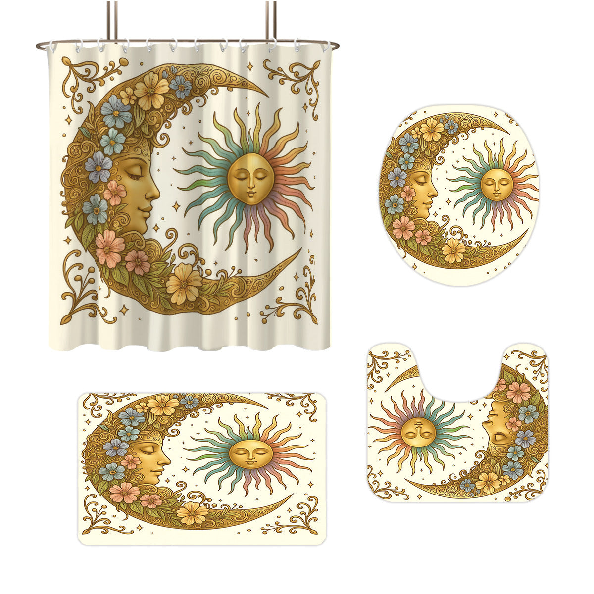Celestial-Themed Four-Piece Bathroom Décor Set
