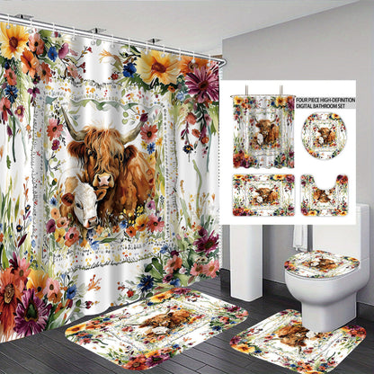 Artistic Highland Cow Bathroom Set