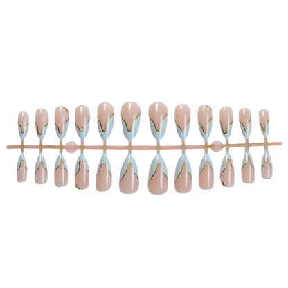 Premium Artistic Press-On Nail Set with Elegant Design Accents Acalora
