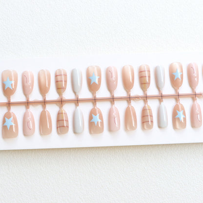 Star-Decorated Press-On Nail Art Acalora