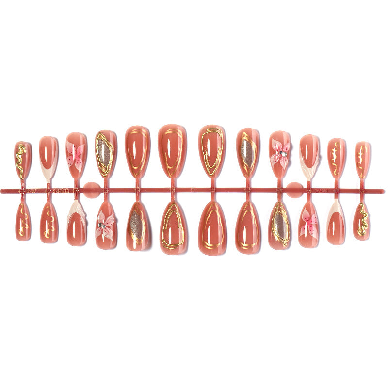 Decorative Press-On Nail Art Set with Floral Embellishments Acalora