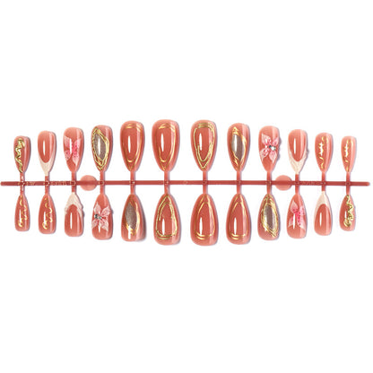 Decorative Press-On Nail Art Set with Floral Embellishments Acalora