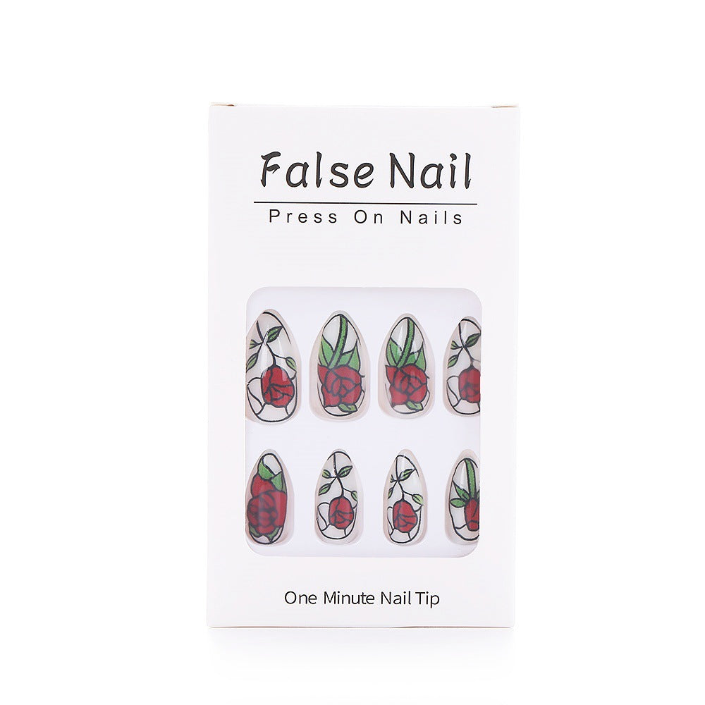Elegantly designed artificial nails with floral pattern Acalora