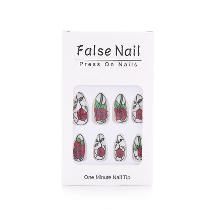 Elegantly designed artificial nails with floral pattern Acalora