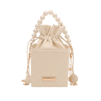 Elegant Pearl-Handled Mini Bucket Bag Acalora