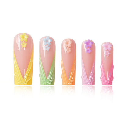 Decorative Floral Sculpted Press-On Nails Acalora