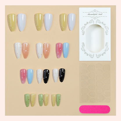 Premium Decorative Press-On Nail Set with Artistic Glitter Effects Acalora
