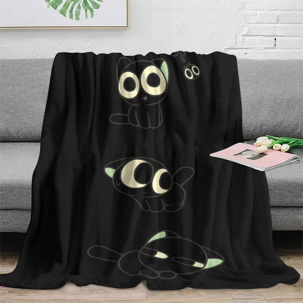 Cozy Cartoon Cat-Themed Fleece Throw Blanket