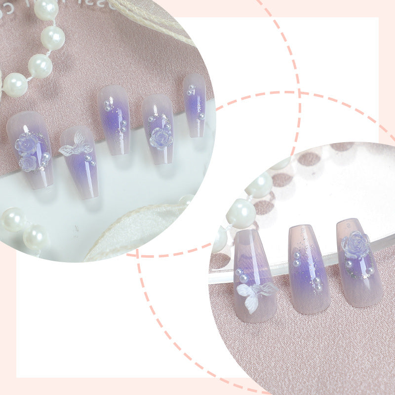 Artistic Ombre Floral Press-On Nail Set Acalora