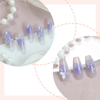 Artistic Ombre Floral Press-On Nail Set Acalora