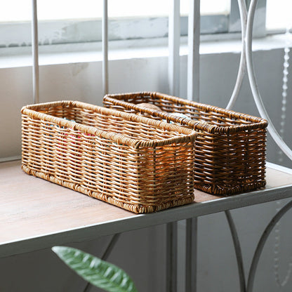 Unisex Rectangular Storage Basket Made of Hand-Woven Material Skanto