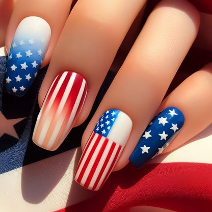 Patriotic style artificial nails Acalora