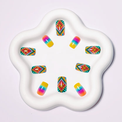 Bohemian Geometric Nail Art Acalora