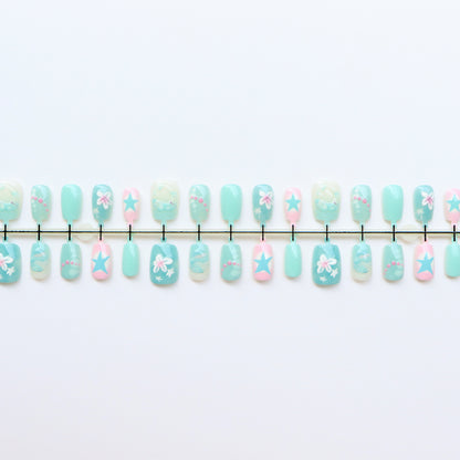 Mermaid-Inspired Decorative Press-On Nail Set Acalora
