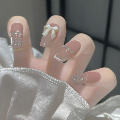 Exquisite Rhinestone-Embellished Press-On Nail Set Acalora