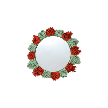 Wall mirror with decorative macrame frame