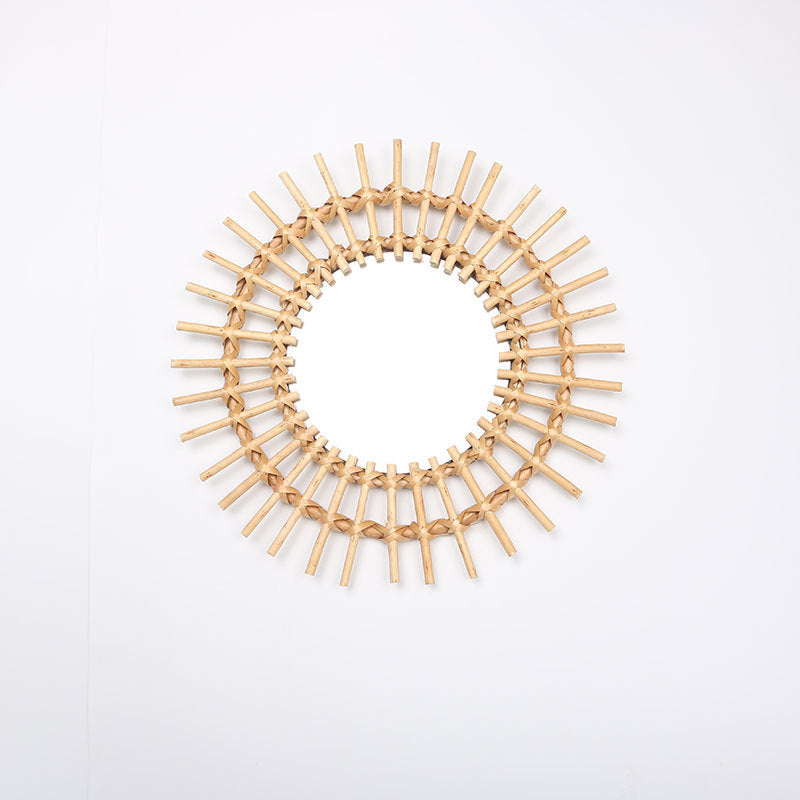 Round Wall Mirror with Rattan Design Acalora