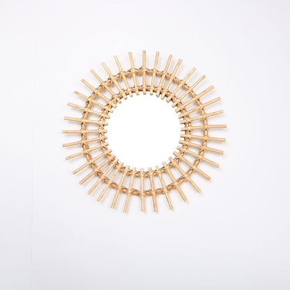Round Wall Mirror with Rattan Design Acalora