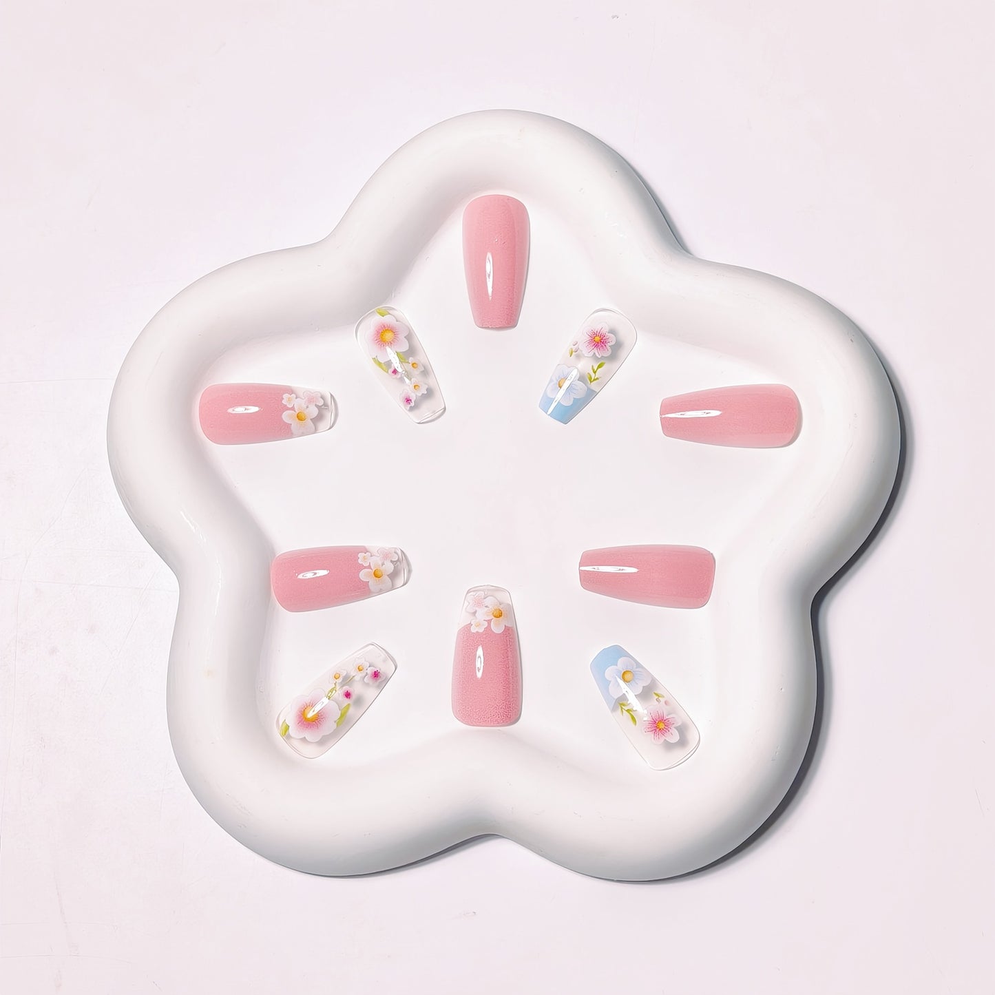 Floral Art Acrylic Nail Tips Acalora