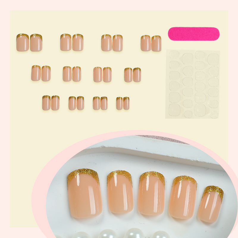 Elegant Press-On Nail Collection with Gold Accent Details Acalora
