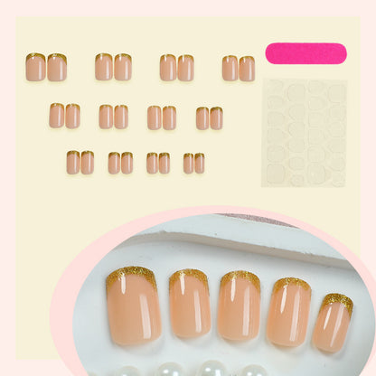 Elegant Press-On Nail Collection with Gold Accent Details Acalora