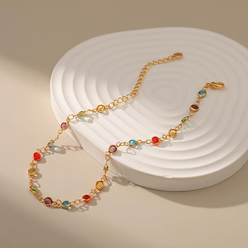 Colorful Gemstone Ankle Bracelet Acalora