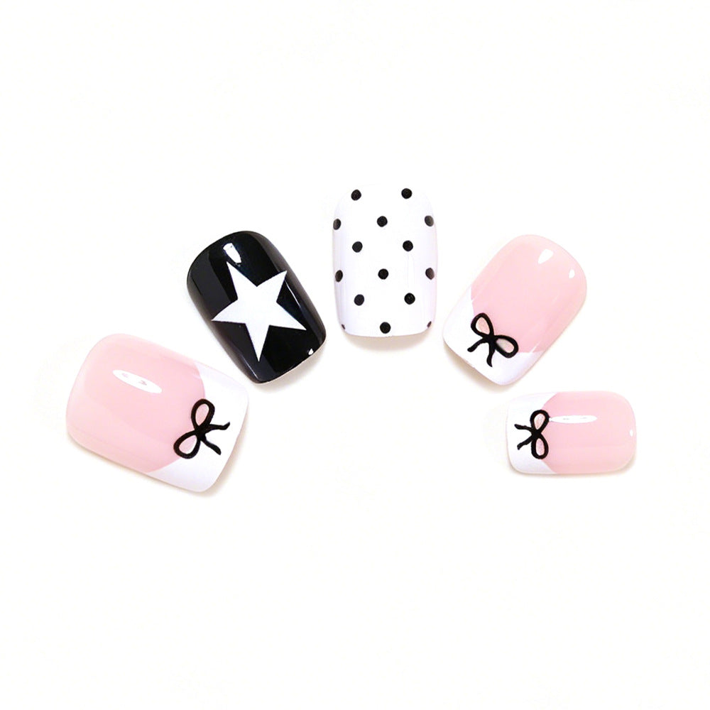 Artistic Bow and Star Nail Art Tips Acalora