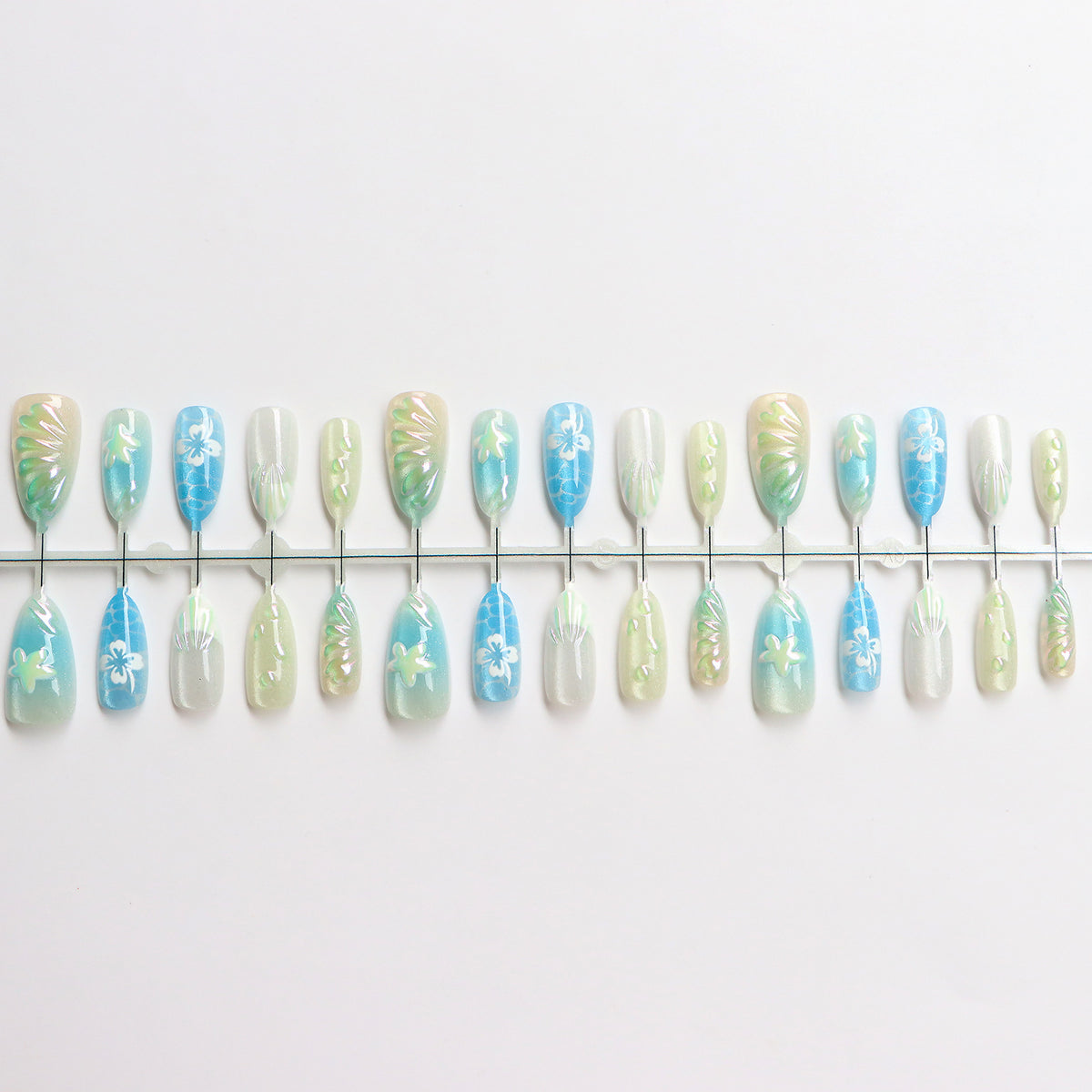 Artistic Ocean-Inspired Press-On Nail Art Set Acalora