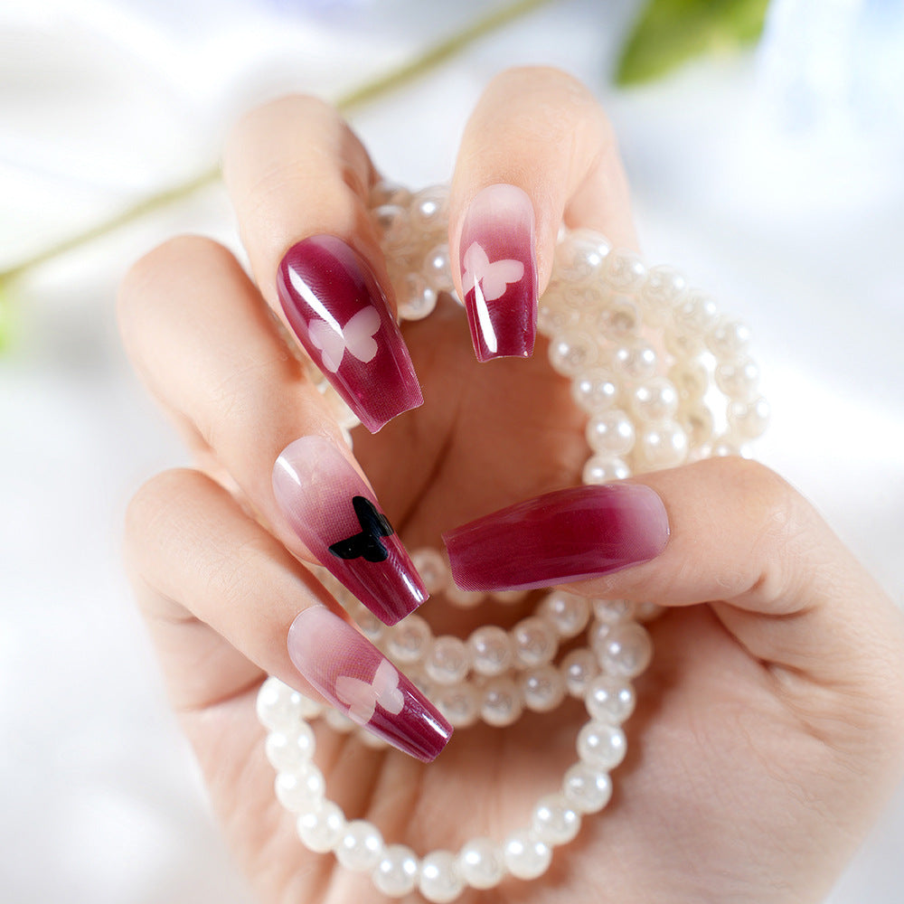 Heart-Patterned Press-On Nail Art Set Acalora