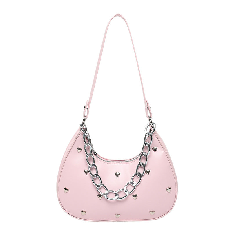 Chic Heart-Embellished Shoulder Bag Acalora