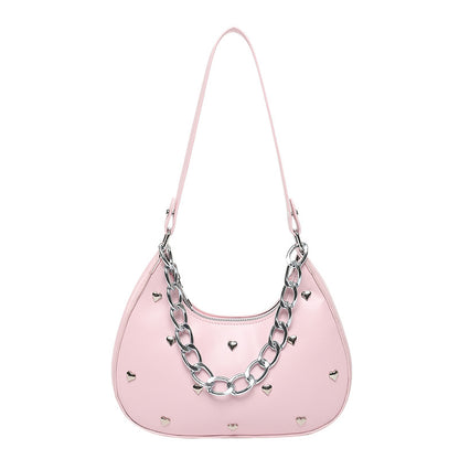 Chic Heart-Embellished Shoulder Bag Acalora