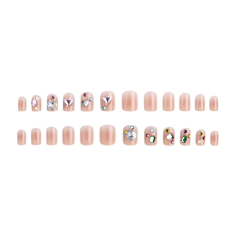 Acrylic nail set with sparkling 3D applications and beautiful heart designs Acalora