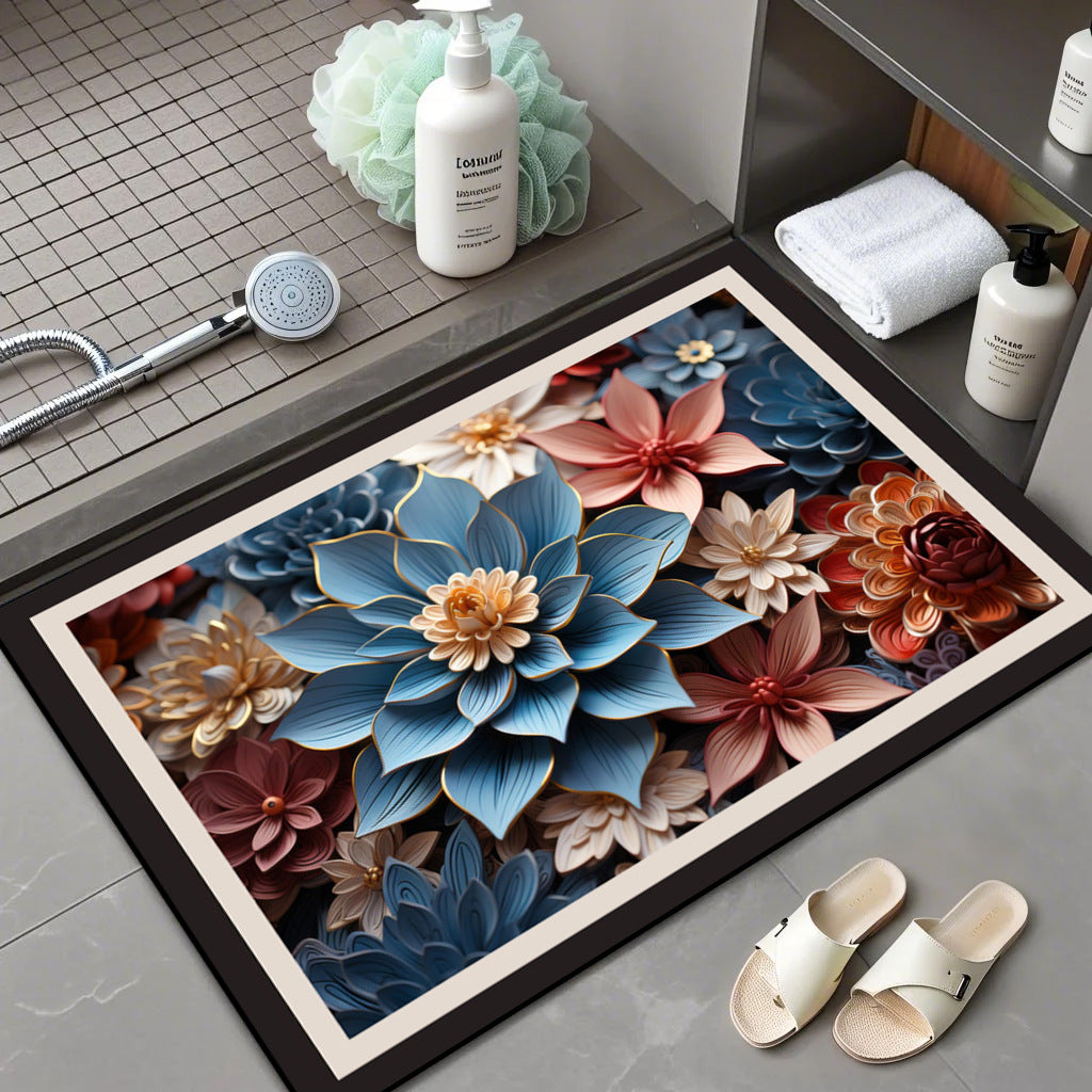 Floral Patterned Bath Mat Acalora