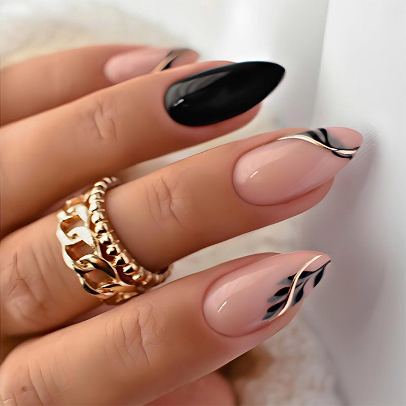 Elegant Press-On Nail Art Set with Artistic Designs Acalora