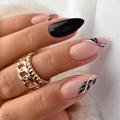 Elegant Press-On Nail Art Set with Artistic Designs Acalora