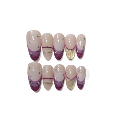 Artistic Stiletto Press-On Nail Set with Rhinestone Accents Acalora