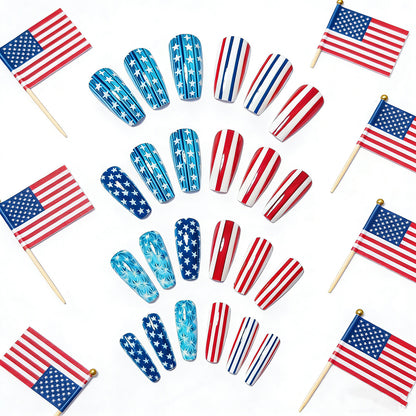 Patriotic Stars and Stripes Nail Art Acalora