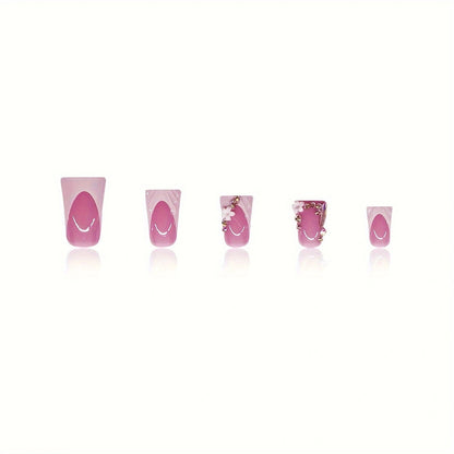 3D Floral and Ribbon Press-On Nail Set Acalora