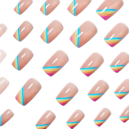 Elegant Rainbow French Tip Nail Art Acalora