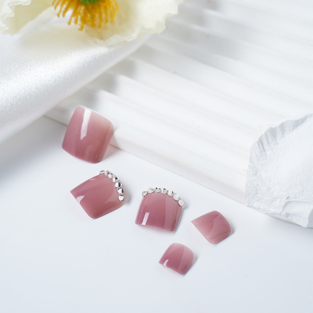 Elegant Press-On Nail Art Set with Rhinestones Acalora