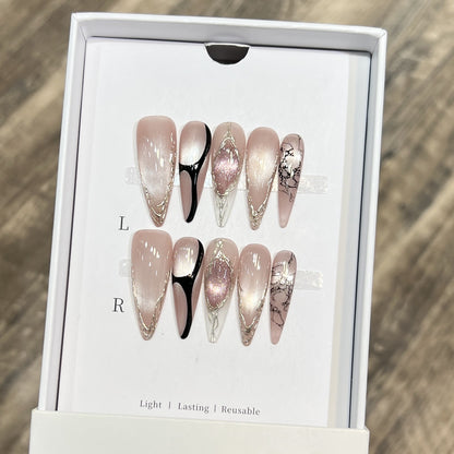 Decorative Floral Stiletto Press-On Nail Set Acalora